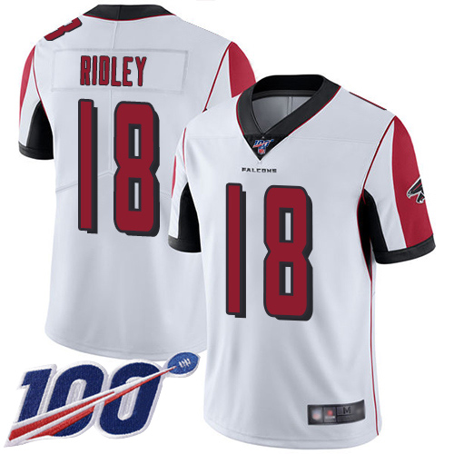 Atlanta Falcons Limited White Men Calvin Ridley Road Jersey NFL Football #18 100th Season Vapor Untouchable